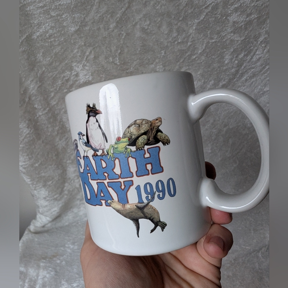 1990 Earth Day Whale Tortoise Penguine Seal From Mug